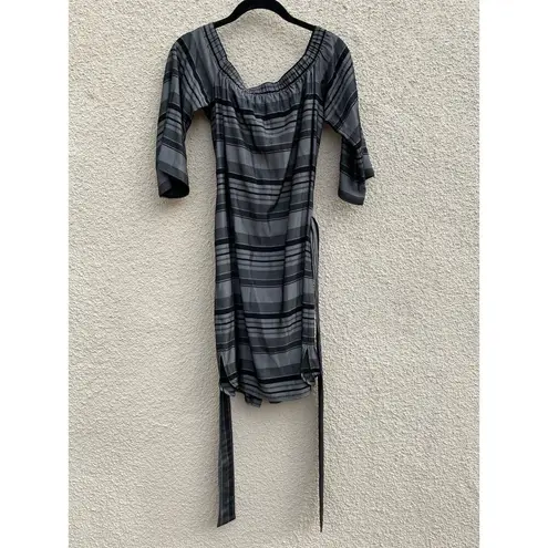 Bailey 44 Off Shoulder Stripe Dress S Silver Black