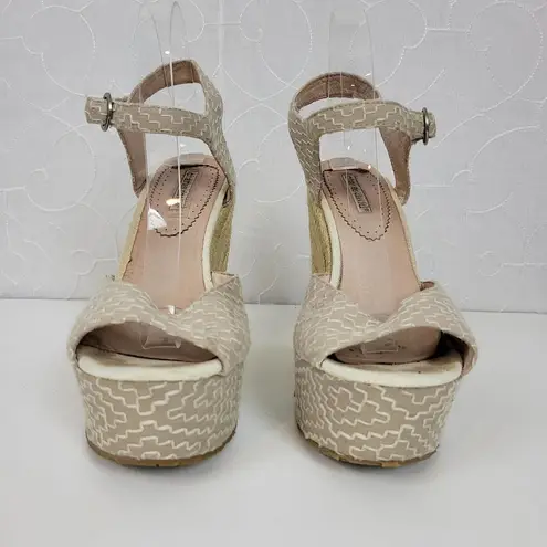 Charles David Womens Sandals Size 10 Taupe Wedge Heel Slingback Espadrille