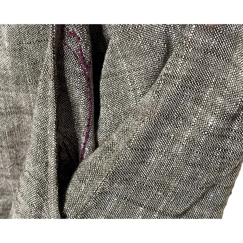 Uncle Frank Dress Size Small Gray Purple Floral Embroidery Pockets Linen Blend