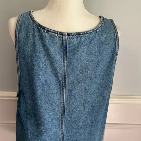 Vintage 90s Jumper Sleeveless Tank Denim Dress Casual Summer Crewneck Size L Blue Size L
