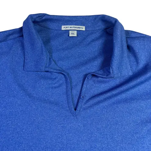 Port Authority Ladies Royal Blue Heathered Polo Shirt Short Sleeve V-Neck Sz 4XL - Image 3