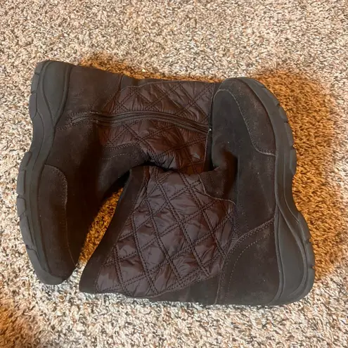 Lands' End  Suede Winter Boots Quilted Warm Casual Ankle‎ Booties Size 9