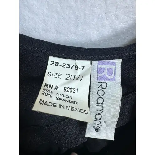 Vintage Roaman's Black Aztec Embroidered Skirted One Piece Swim Dress Size 20W