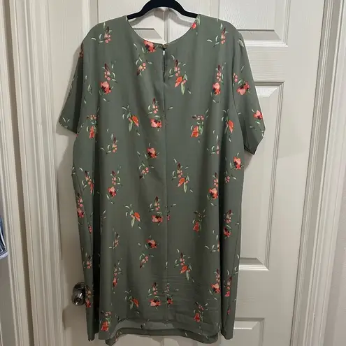 Ava & Viv  short sleeve green floral shirt dress size 3X