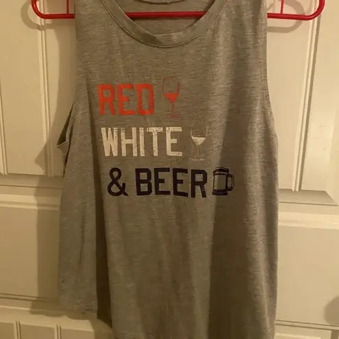 Patriotic Red White And Beer Tank Top Gray