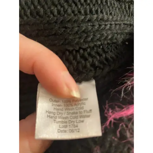 Y2K Punk Goth Furry Knit Scarf Black Pink Fluffy Neck Warmer 3C4G One Size