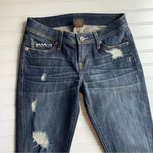 Genetic Denim Distressed Cropped Jeans Dark Blue Moon Size 26 Skinny Low Rise