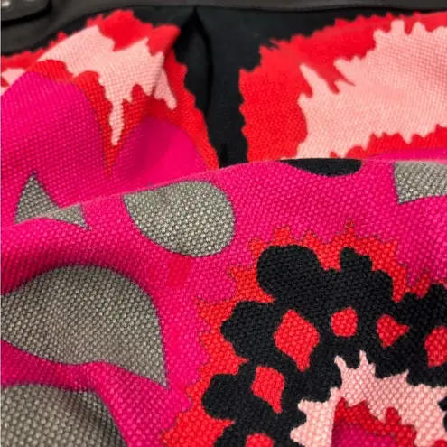 Missoni Large Canvas Tote Bag Multi Colored Abstract Floral Leather Trim