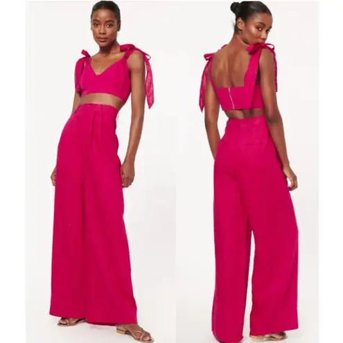 Cami NYC Rylie Linen Blend High Waisted Wide Leg Trouser Raspberry Womens Size S