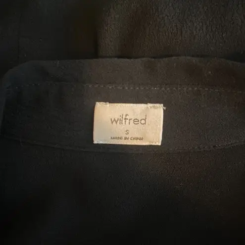 Wilfred Aritzia Women S Black Midi Shirt Dress Button Front Short Sleeve Grunge