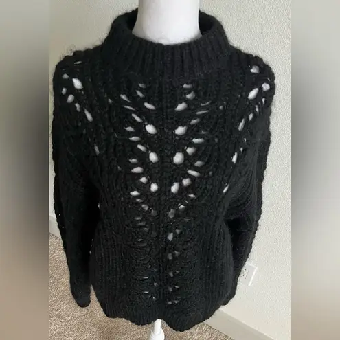 IRO Black Mock Turtle Neck Sweater with Intricate Openwork