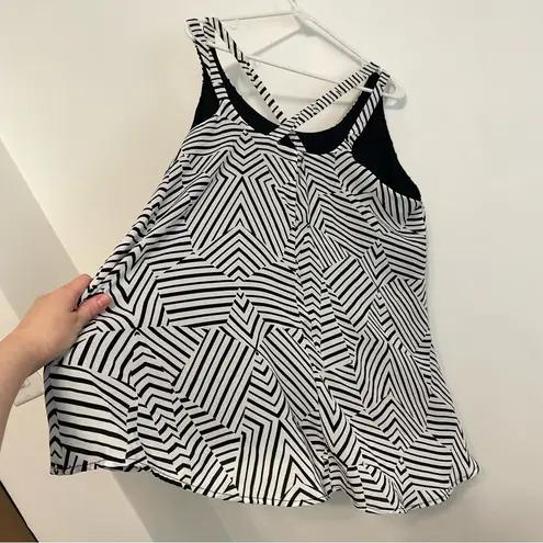 NEW NWT REBEL WILSON x ANGELS Plus Size Cross Strap Tank White Black Geo Striped