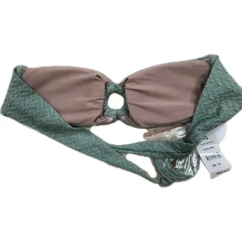 NWT PQ Swim Aquarius Ring Bandeau Green Strapless Bikini Top Size small