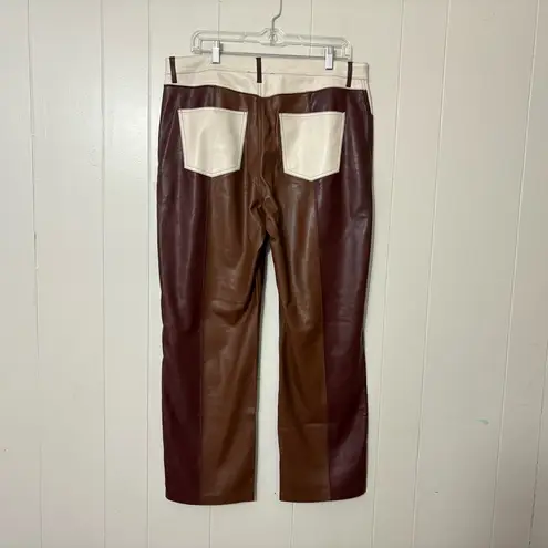 Nanushka Vinni Patchwork Vegan Leather Pants Brown Size XL LuxeTrousers