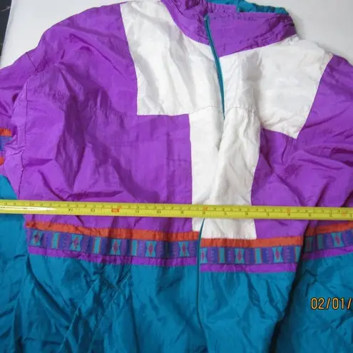 Vintage 90s Bolo Spirit boho tribal LG Wind Breaker Full Zip Jacket Purple Blue