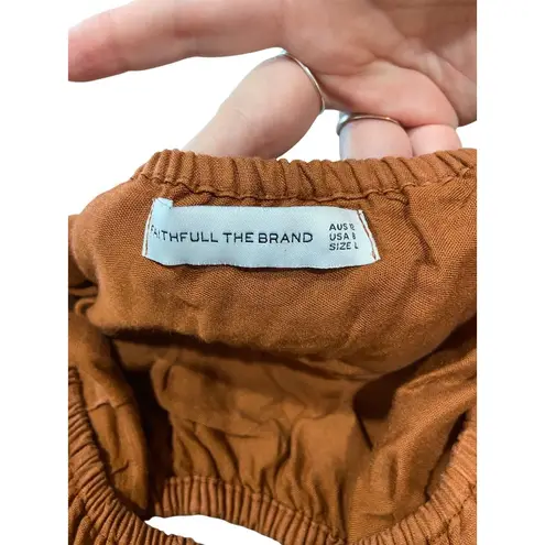 Faithfull the Brand Almero 100% Linen Dress Rust Size L Summer Boho Beach Party