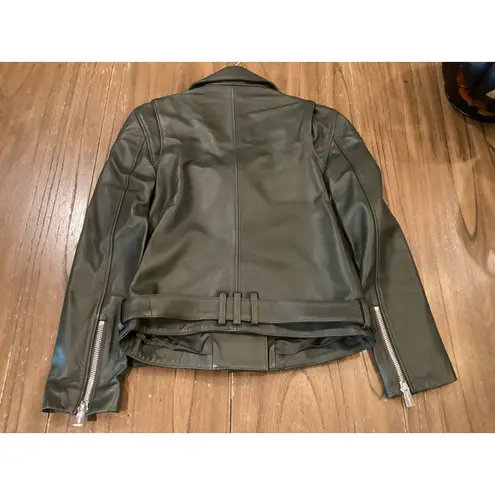 ANINE BING moto biker olive black lamb leather jacket XS