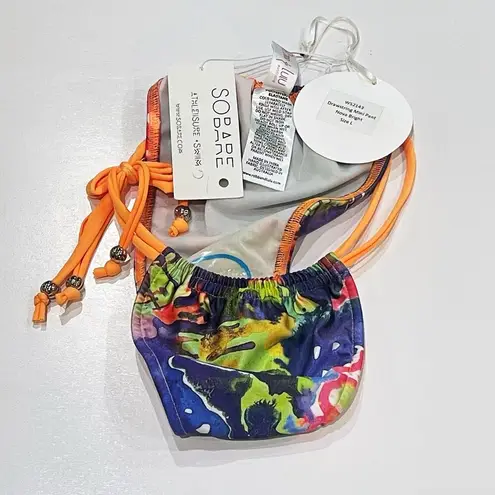 NEW Robb Lulu L Bikini Bottom Drawstring Pant Nova Bright Swimwear Bathing Suit Blue Size L