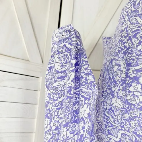 Premiere Vintage Floral Oversized Shirt Button Up Purple White Size 8 Boyfriend