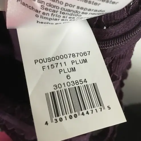 David's Bridal  Short‎ One Shoulder Corded Lace Dress Plum Womens Size 6 F…