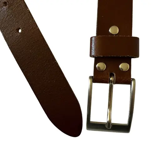 Young Hero German leather belt brown silver buckle unisex size 28