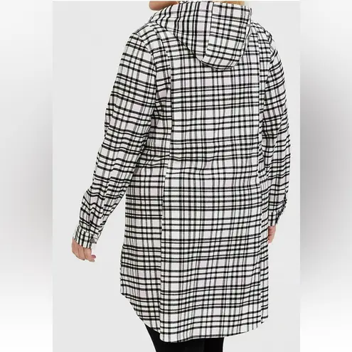 Torrid  Plaid Flannel Hooded Anorak‎ Jacket in Pink White Black Sz 3X Plus