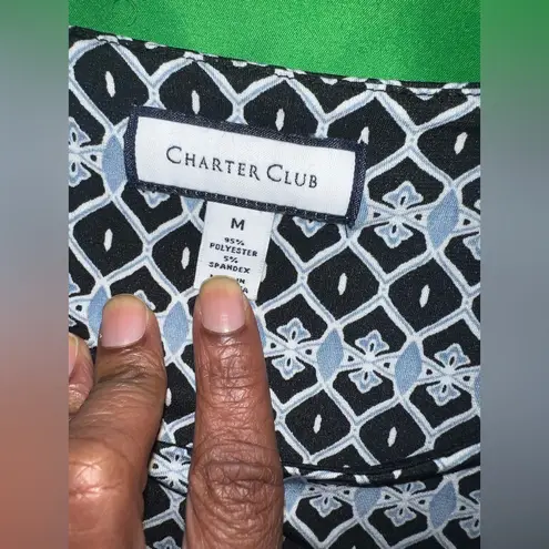 Charter Club Black and Light Blue Geometric Dress size Medium