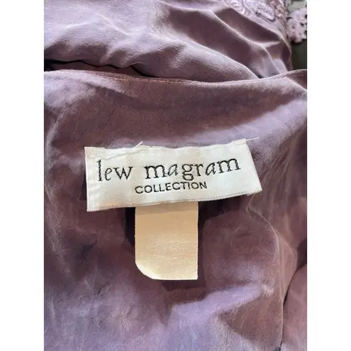 VTG Lew Magram Lavender Light Weight Crochet Hem Button Up Long Sleeve Top XL Purple