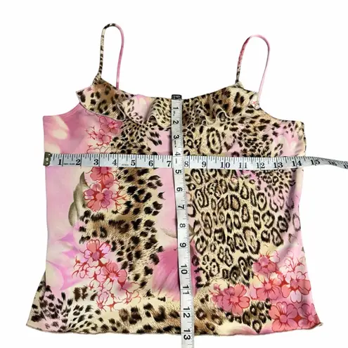 Limited Too Vintage Leopard Print Pink Floral Camisole Top Size Medium