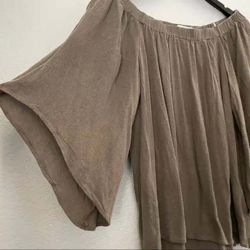 Lavender Brown  Off Shoulder Blouse Top Brown Taupe XS