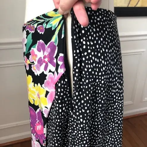 NWOT 4SIENNA Floral Micro Dot MIDI Skirt Small Black