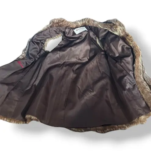 Vintage 1970s Mano Swartz Raccoon Fur Vest Brown Real Fur Long Women’s Large