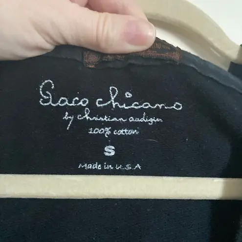 ***HTF Paco Chicano Christian Audigier Rare Black Striped Floral Cherub Hoodie#R Pink