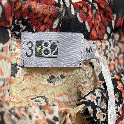 Three Eighty Two Sheer Flowy Snake Skin Print Dress with long sleeves Brown Size M