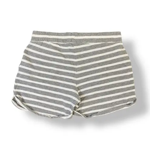 White + Warren Striped Drawstring Shorts Womens Size S Gray White Lounge