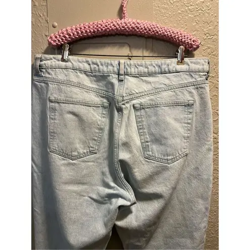 Mom High Rise Light Blue Jeans Ripped Knees Woman’s Size 18 Regular