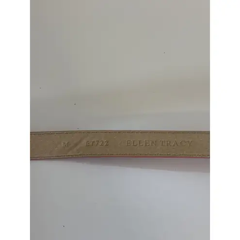 Ellen Tracy Women’s Pink Italian Leather Belt Size Medium Silver Buckle Classic Casual