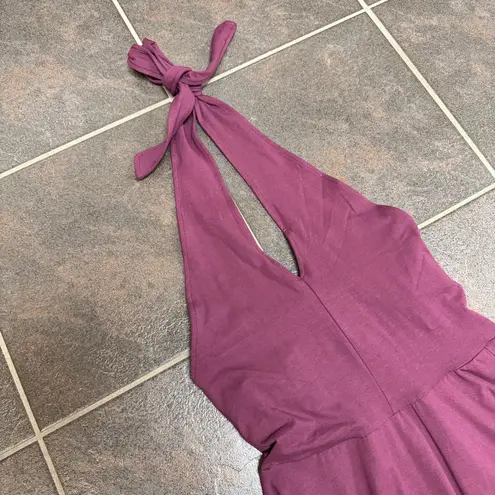 NEW Pact Organic Cotton Women's Fit & Flare Halter Midi Dress Purple XS NWT
