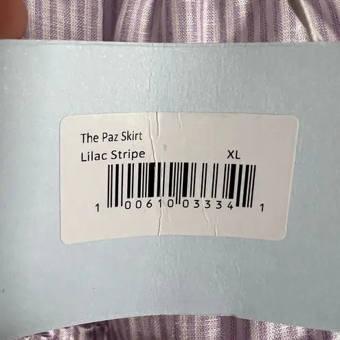 Hill House The Paz Skirt Lilac Stripe Purple Linen Ruffled Tiered Mini XL