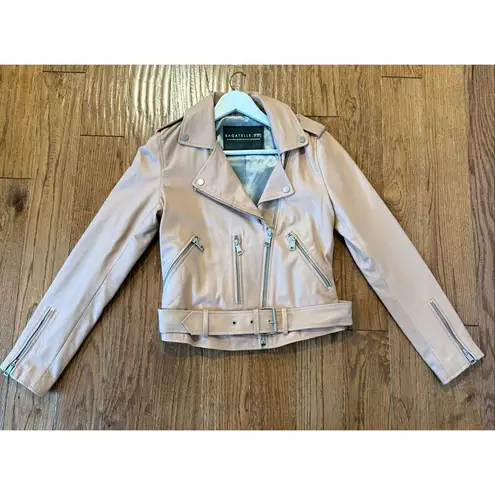 Bagatelle 100% leather pink moto jacket size small