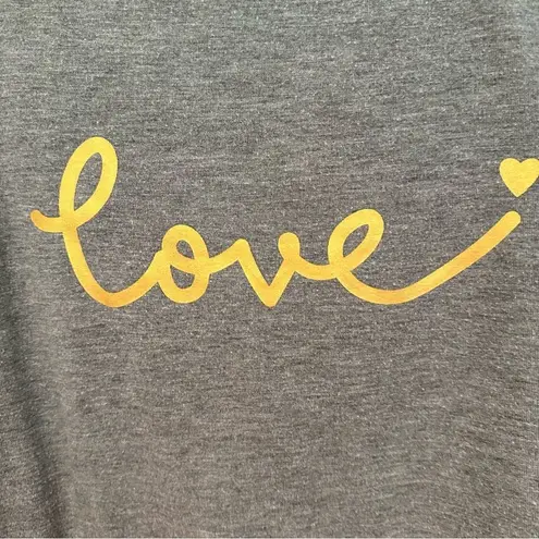 Marled Comfy Cozy Long Sleeve Split Hem Love Sweatshirt Women's Medium Gray