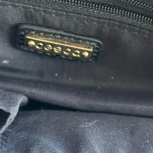 Purse Elegant Green and Black Satchel with Gold Handle/CESCA