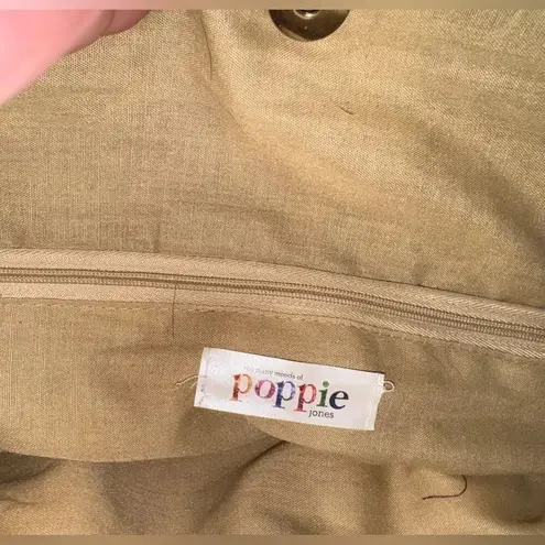 Many Moods Of Poppie Jones Large Straw & Fabric Shoulder Bag Purse New w/o Tag Green