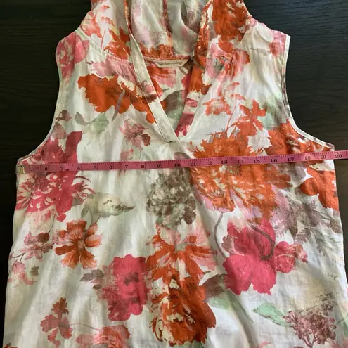 Soft Surroundings Soft Surroundings Garden Party Floral Linen Hooded Sleeveless Tunic Blouse Med