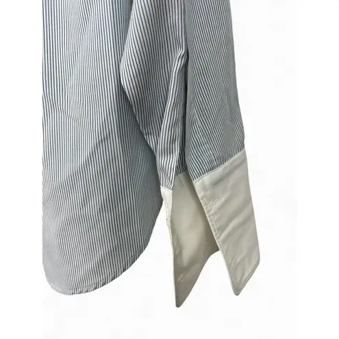 VINTAGE Oscar De La Renta M Oversized Men Stripped Horizontal Button Up Shirt Blue Size M