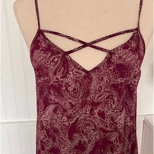 Forever 21 Bohemian Burgundy V-Neck Criss Cross Dress