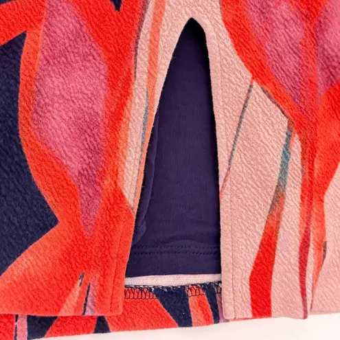 Maeve by Anthropologie Cordyline Pencil Skirt Sz Large Floral Stretch Navy Coral