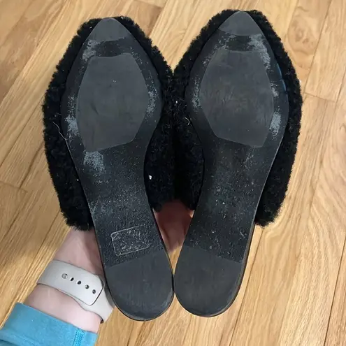 Jenni Kayne  Black Shearling Mules Sz 37