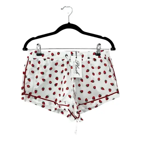 NWT PLUSH Revolve Strawberry Satin Short Pajama Set W/ Eyemask Sz M White Size M