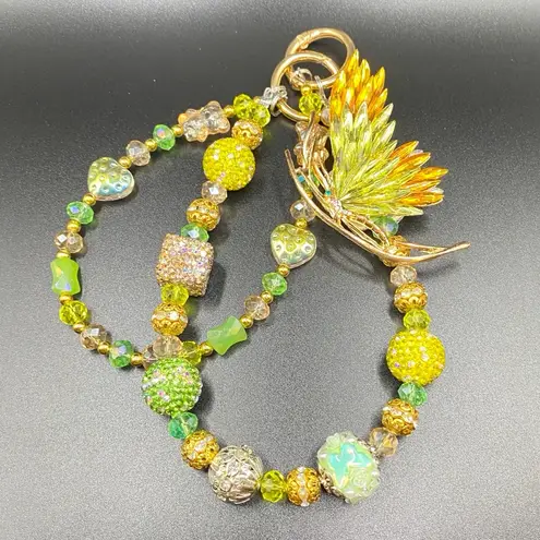 Handmade 💚💛Luxury Bag Charm / Phone Chain /Keychain Colorful Rhinestone Crystal Butterfly